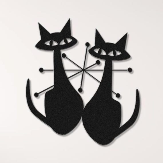 Atomic Age Cats and Starburst MCM Metal Wall Art