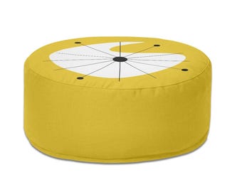Indoor Outdoor OTTOMAN - Inflatable Ottoman Atomic Age MCM Print - Custom Color - Washable Cover