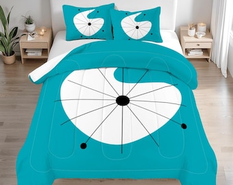 MCM Comforter and Pillowcases Set - Retro Starburst and Boomerang Print
