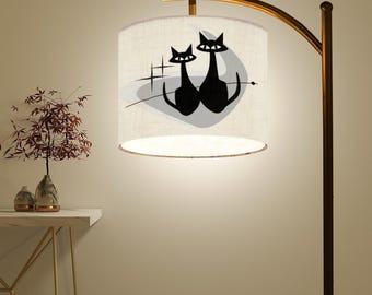 MCM Arc Floor Lamp- Atomic Age Cats with Boomerang - Mid Century Modern Decor- Includes LED Bulb and Remote (Made in USA)