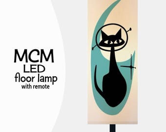 MCM Floor Lamp - Atomic Age Space Cat with Boomerang - LED with Remote