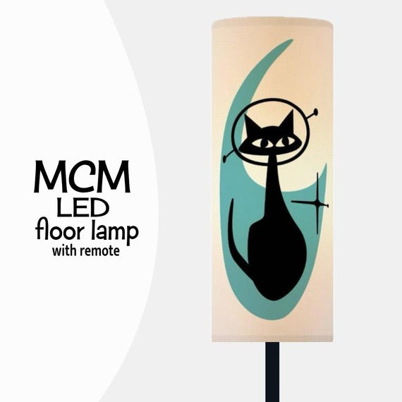 MCM Floor Lamp - Atomic Age Space Cat with Boomerang - LED with Remote