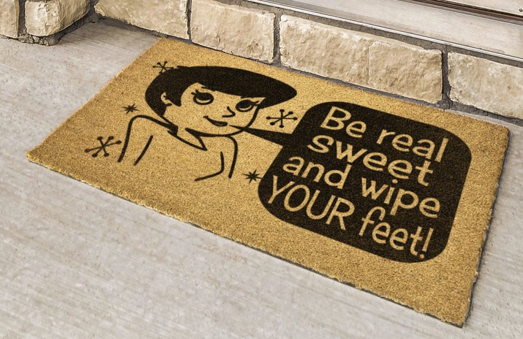 Retro Door Mat Midcentury Modern CUSTOM MESSAGE Etsy