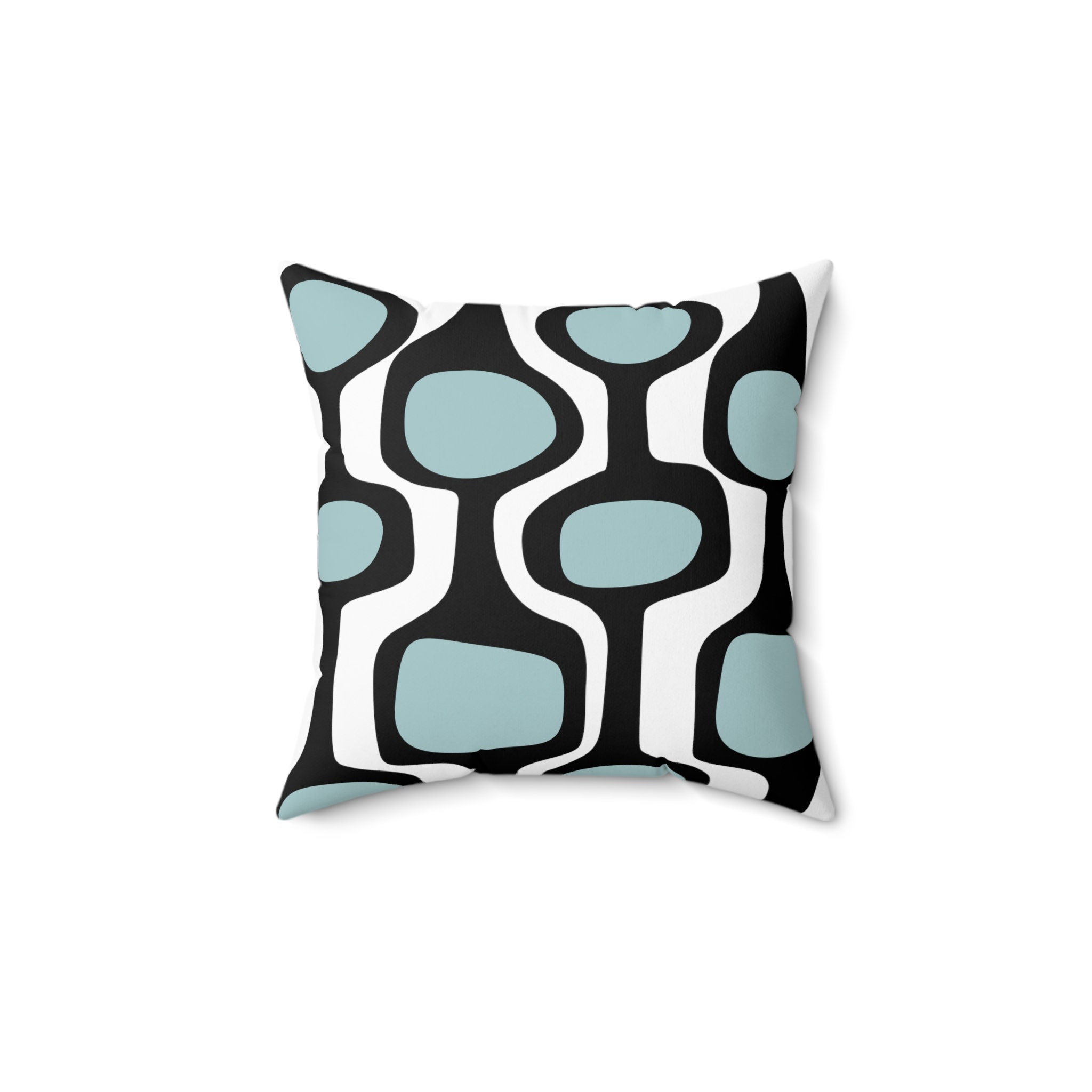 Retro THROW PILLOWS Vintage Blue and Black MCM Double Sided Etsy