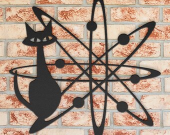 MCM Space Kitty - Atomic Age Space Cat 1950’s Style Metal Wall Art for Indoor or Outdoor Use