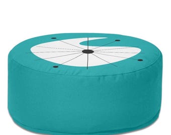 MCM Inflatable Ottoman with Washable Cover - Atomic Age Mid Century Modern Print Custom Colors - Patio, Bedroom, Living Room Retro Decor