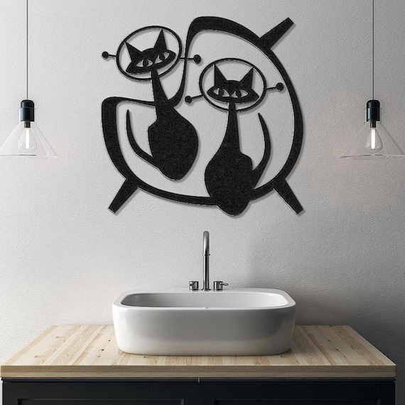Atomic Age Space Cats - MCM Metal Wall Art for Indoor or Outdoor Use