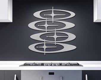 MCM Wall Art - Indoor / Outdoor Mid Century Modern Wall Hangings - Atomic Age Ovals and Starbursts Design