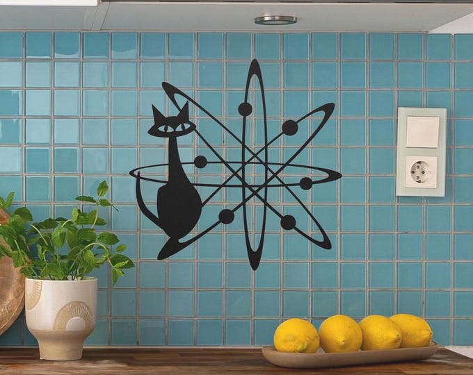 Featured listing image: MCM Space Kitty - Atomic Age Space Cat 1950’s Style Metal Wall Art for Indoor or Outdoor Use