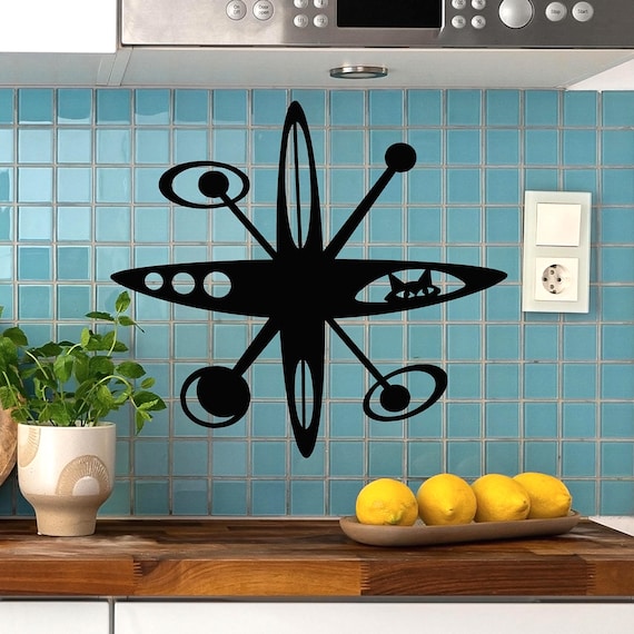 Mid-Century Modern Satellite Atomic Space Kitty Metal Wall Art