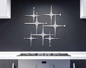 MCM Starburst Metal Wall Art - Atomic Age Mid Century Modern Design - Indoor / Outdoor Wall Decor