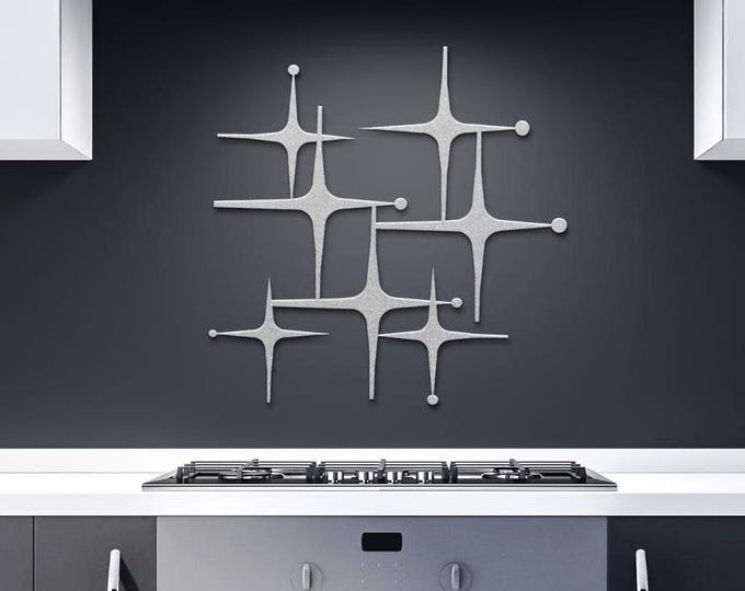 Featured listing image: MCM Starburst Metal Wall Art - Atomic Age Mid Century Modern Design - Indoor / Outdoor Wall Decor