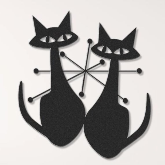 Atomic Age Cats and Starburst MCM Metal Wall Art