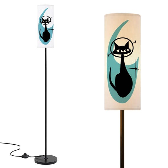 MCM Floor Lamp - Atomic Age Space Cat with Boomerang - LED with Remote