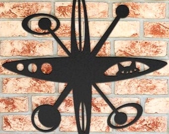 Mid-Century Modern Satellite Atomic Space Kitty Metal Wall Art