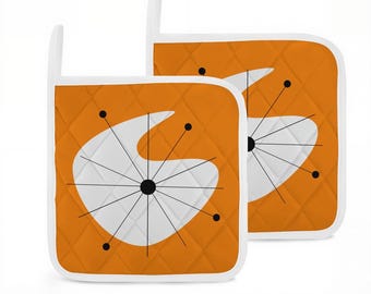 MCM Heat Resistant Pot Holders - Retro Starburst Kitchen Print in Custom Colors
