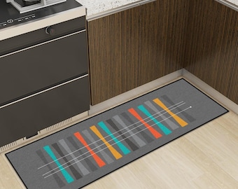 MCM Runner Rug for Kitchen, Bedroom, Living Room - Atomic Age Print