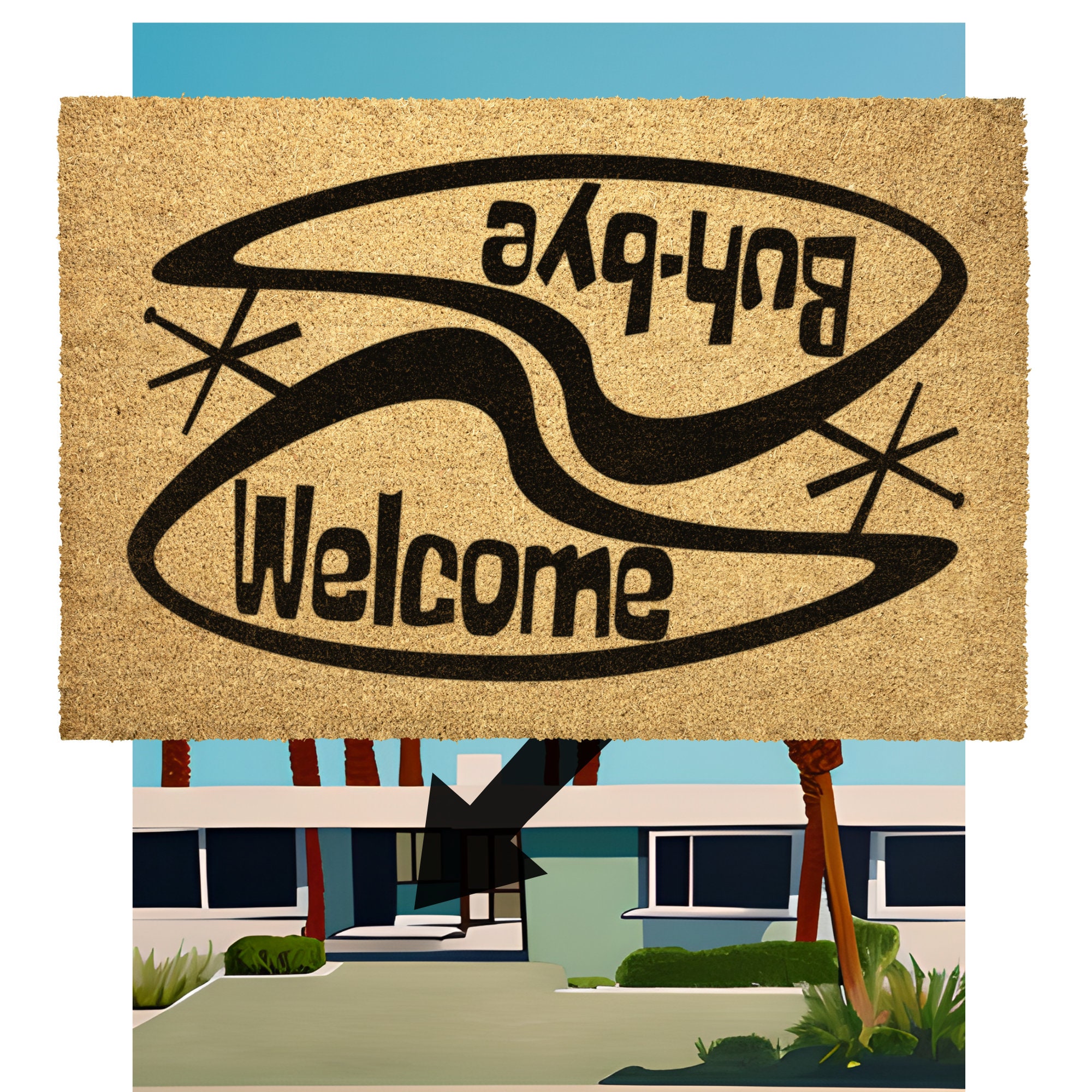 Outdoor Mat / Mid Century Modern Coir Bristle Etsy