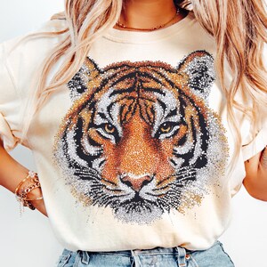 Faux Rhinestone Tiger PNG – Bling Big Cat Design for Shirts, Hats & More | Sparkly Wildlife Sublimation Clipart