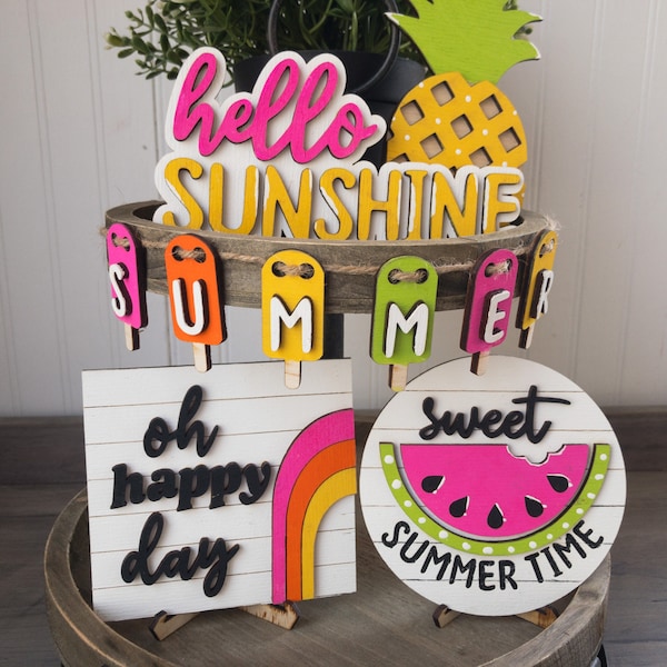 Summer Tiered Tray Svg, Glowforge File