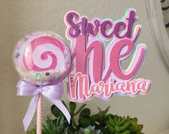 Sweet one personalized cake topper CandyLand Theme