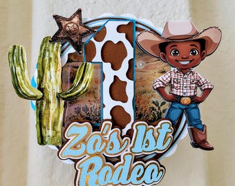 Cowboy Light Up Cake topper - First rodeo Birthday