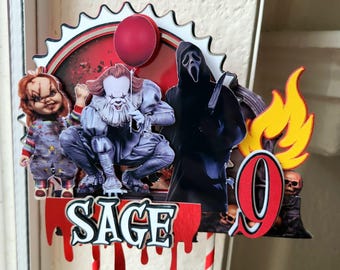 Halloween scary Cake topper with shaker  - personalized