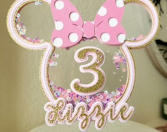 Minnie Mouse inspired personalizable Cake topper and 3D number