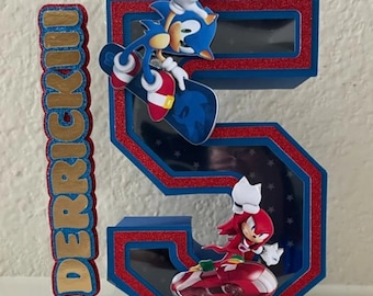 Sonic light up 3D Party Letter Sonic Birthday number with knuckles