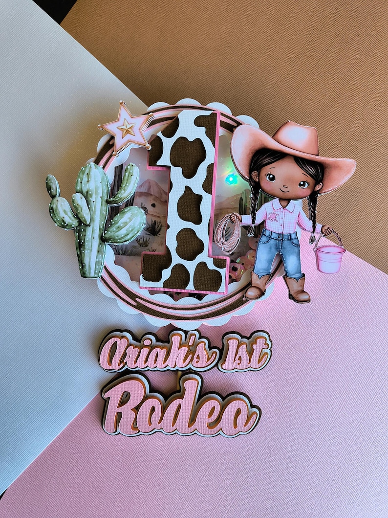 Cow Girl Light up Cake Topper - First Rodeo Birthday - Etsy
