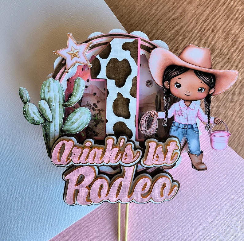 Cow Girl Light up Cake Topper - First Rodeo Birthday - Etsy