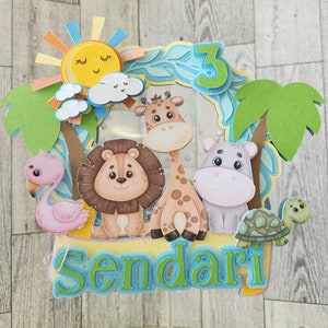 Personalized wild Animals Cake Topper