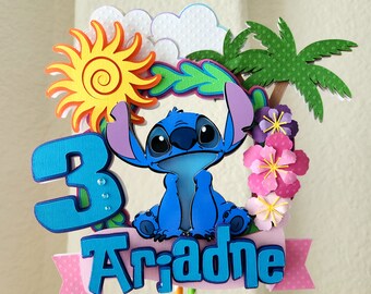 Personalized stitch inspired cake topper