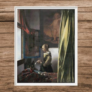 Niña leyendo una carta / J. Vermeer / Patrón de punto de cruz / Cuadro famoso / Descarga instantánea / PDF / Guía de patrones / CS Saga