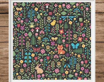 Pixel Art Forest | Counted Cross Stitch Pattern | Simple Samplers & Patterns | Instant download | PDF | Pattern Keeper| Cross Stitch Saga