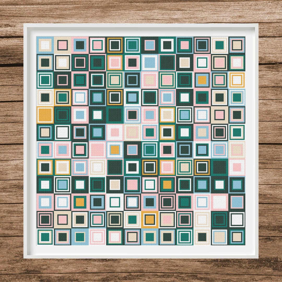 Geometric Square Cross Stitch Pattern | Modern Sampler (PDF) - Etsy
