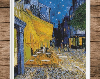Patrón de punto de cruz «Terraza de café de noche» de Van Gogh (PDF)