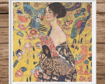 クロスステッチキット 1226 扇を持つ女性 G. クリムトの絵画を元にした