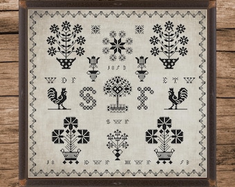 Dutch Sampler 1853 | Counted Cross Stitch Pattern | Antique Sampler | Instant download| PDF| Pattern Keeper| Cross Stitch Saga