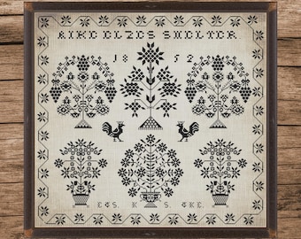 Dutch Sampler 1852 | Counted Cross Stitch Pattern | Antique Sampler | Instant download | PDF | Pattern Keeper | Cross Stitch Saga