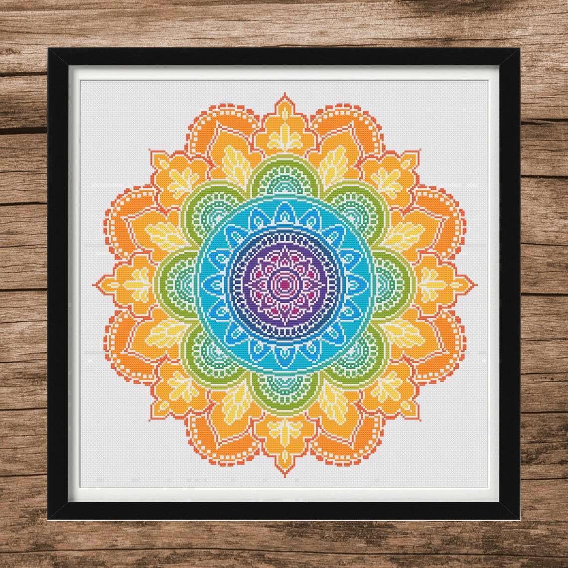 Rainbow Mandala | Counted Cross Stitch Pattern | Mandalas | Instant ...