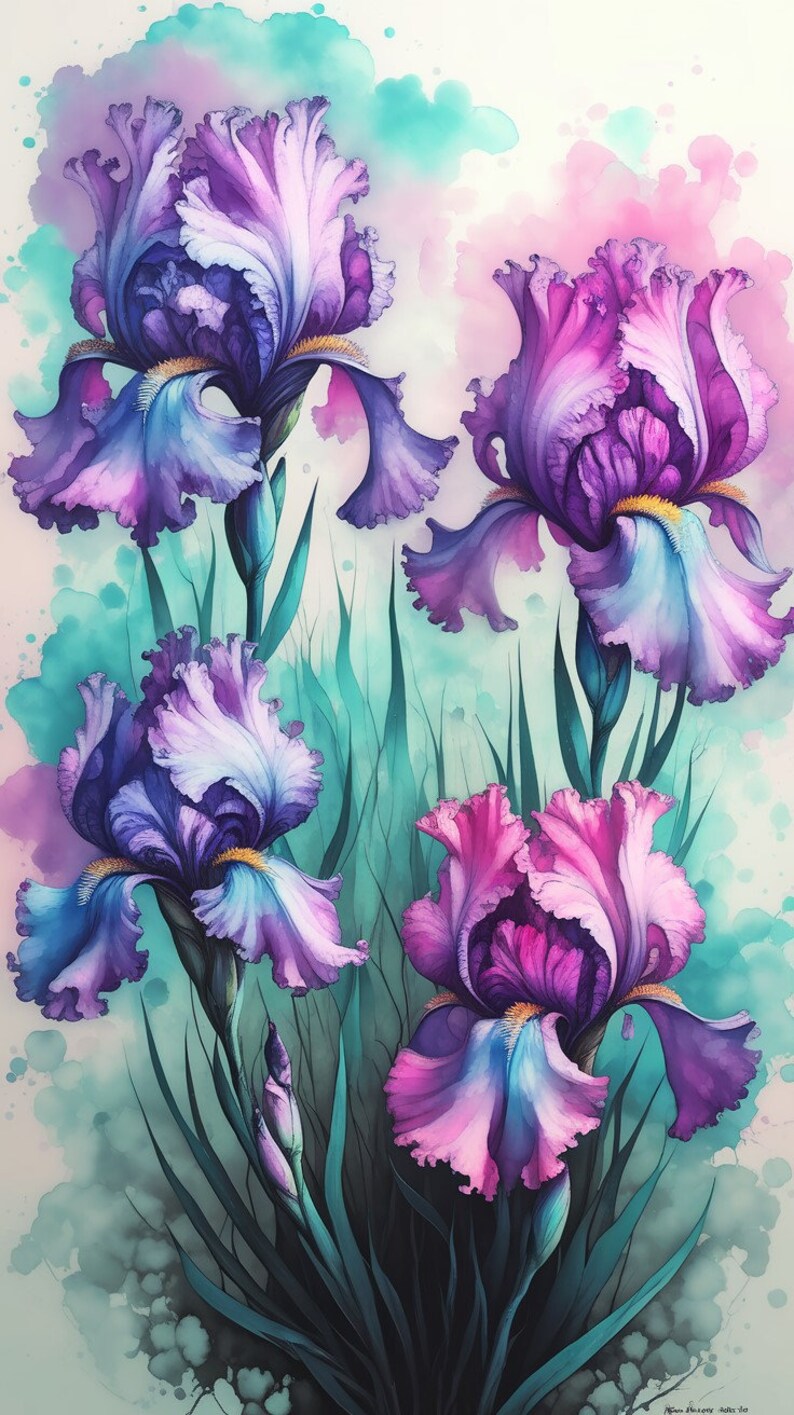 Purple Irises | Counted Cross Stitch Pattern | Botanical | Instant ...