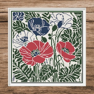 Red Poppies | Counted Cross Stitch Pattern | Samplers & Patterns | Instant download | PDF | Pattern Keeper | Cross Stitch Saga