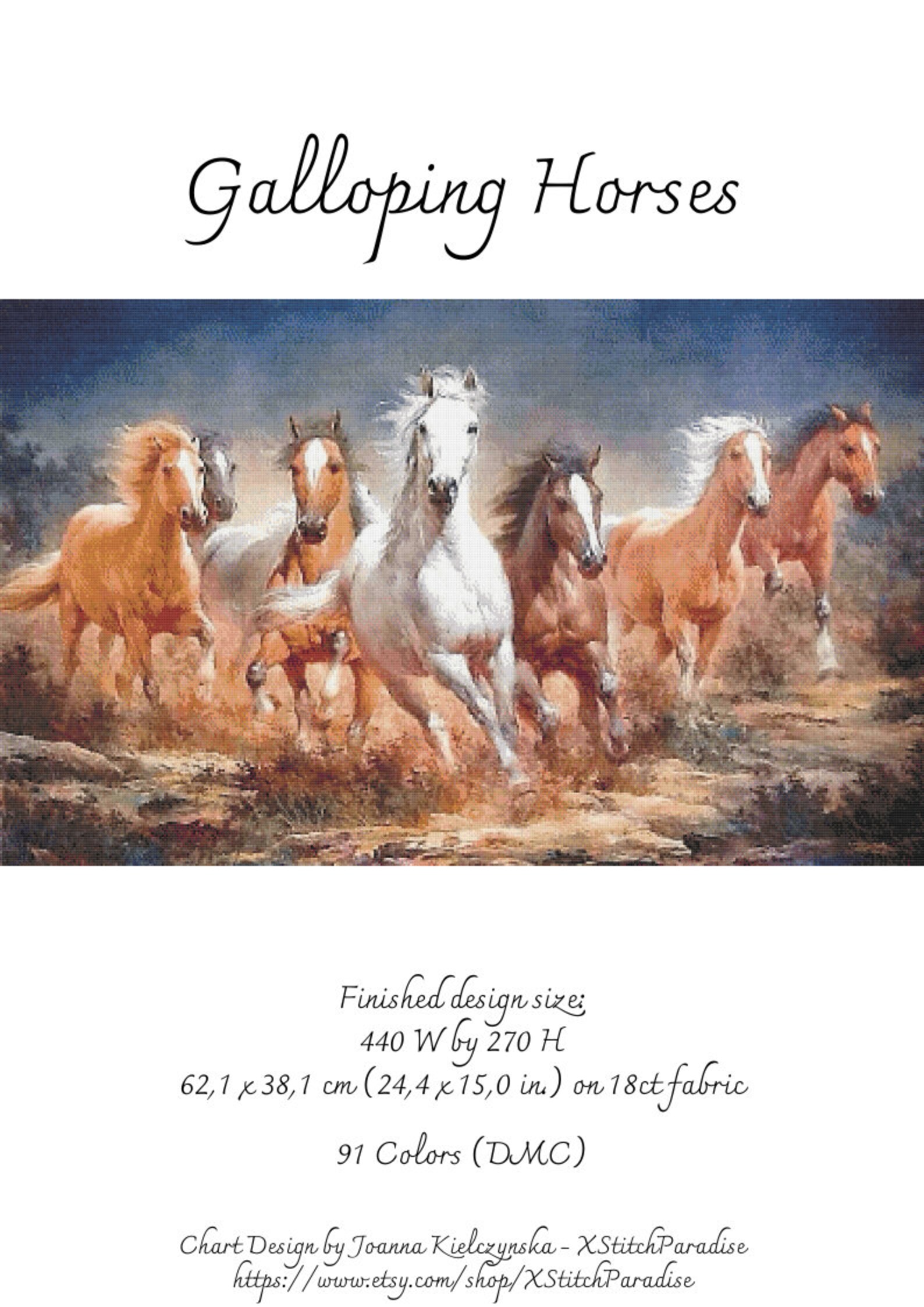 Galloping Horses Counted Cross Stitch Pattern Animals Etsy