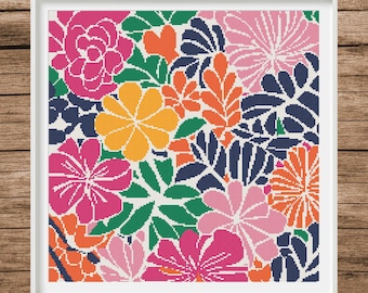 Groovy Flower Cross Stitch Pattern | Botanical Design (PDF)