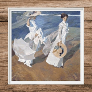 Walk on the Beach | J.Bastida | Counted Cross Stitch Pattern | Famous painting | Instant download | PDF| Pattern Keeper | Cross Stitich Saga