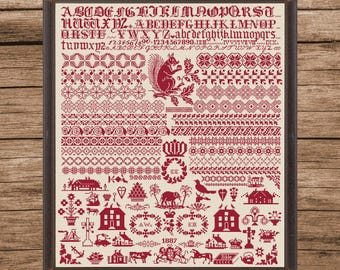 ドイツのサンプラー 1806 | クロスステッチパターン | アンティーク