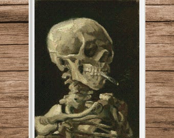 Skull of a Skeleton with Cigarette | V. van Gogh | Cross Stitch Pattern | Famous painting | Instant download | PDF | Pattern Keeper| CS Saga