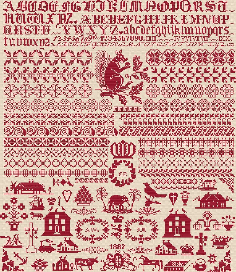 Bristol Orphanage Sampler 1887 Counted Cross Stitch Pattern | Victorian ...