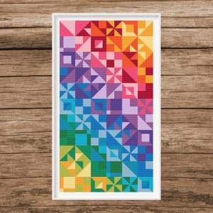 Rainbow Squares | Counted Cross Stitch Pattern | Samplers & Patterns | Instant download | PDF | Pattern Keeper | Cross Stitch Saga